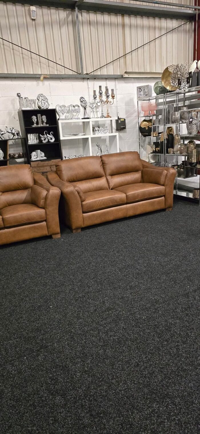 Virginia Italian Real Leather Sofa 3 &  2 Seater 10 Years Guarantee