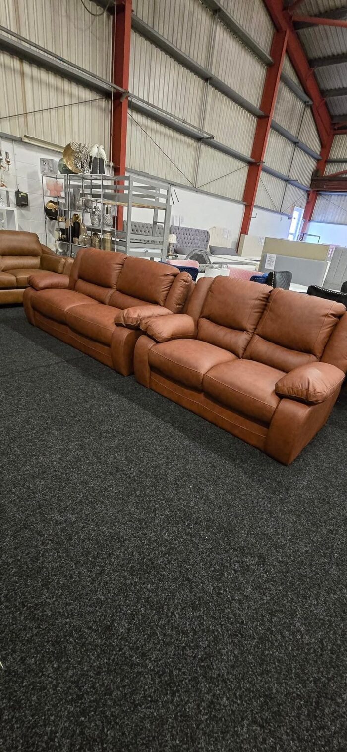Virginia Italian Real Leather Sofa 3 &  2 Seater 10 Years Guarantee