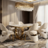 Arianna White and Gold Dining Table 180cm