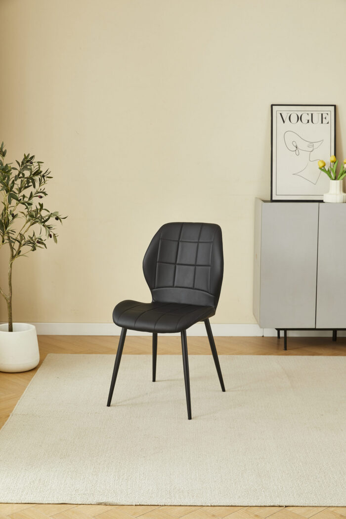 Oliver Black PU Leather Effect Dining Chair
