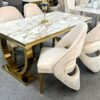 Arianna White and Gold Dining Table 160cm