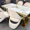 Arianna White and Gold Dining Table 180cm