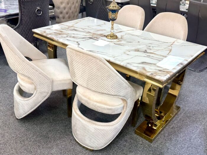 Arianna White and Gold Dining Table 160cm