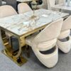 Arianna White and Gold Dining Table 180cm