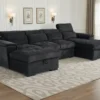 Alaya Sofabed Black U Shape Corner