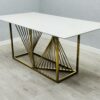 Amelia White Ceramic 180cm Gold Frame Table Only