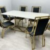 Amelia White Ceramic 180cm Gold Frame Table Only