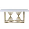 Amelia White Ceramic 180cm Gold Frame Table Only