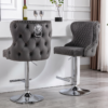 Valentino Grey Velvet Bar Stool