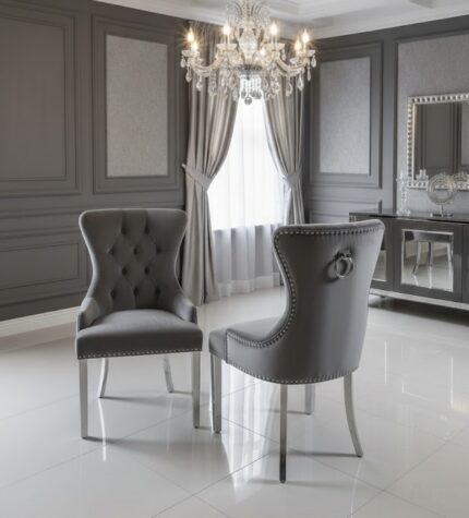 Henley Grey Velvet Knocker Back Chair