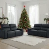 Bellagio Genuine Leather Electric Recliner Sofa Black 3+2 Set