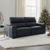 Bellagio Genuine Leather Electric Recliner Sofa Black 3 Seater