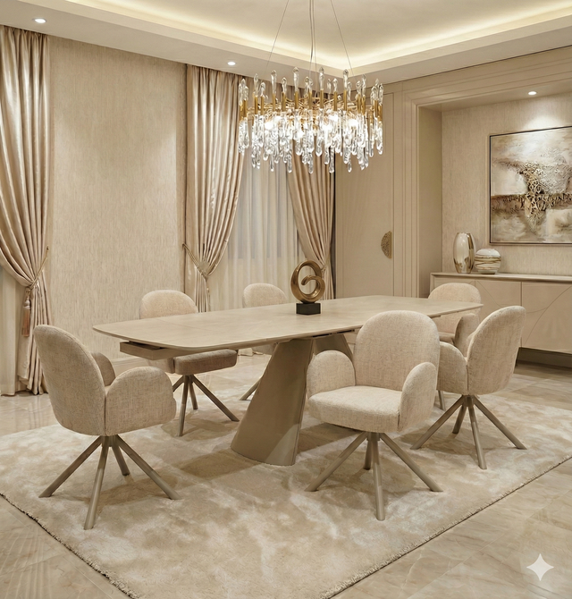 1 Gstaad Beige Extendable Stone Table