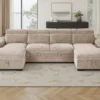 Hudson Sofabed Beige U Shape Corner