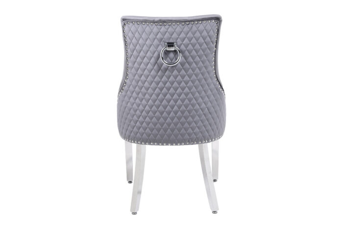 Majestic Round Knocker Grey Velvet Dining Chair Set of 2