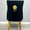 Majestic Black Gold Lion Knocker Chair Set of 2