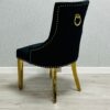 Majestic Black Gold Ring Knocker Chair Set of 2