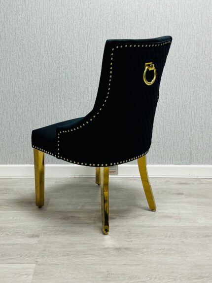 Majestic Black Gold Ring Knocker Chair Set of 2