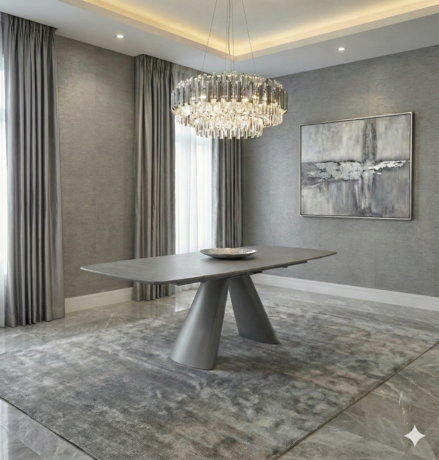 1XqkiUjA Gstaad Grey Extendable Stone Table