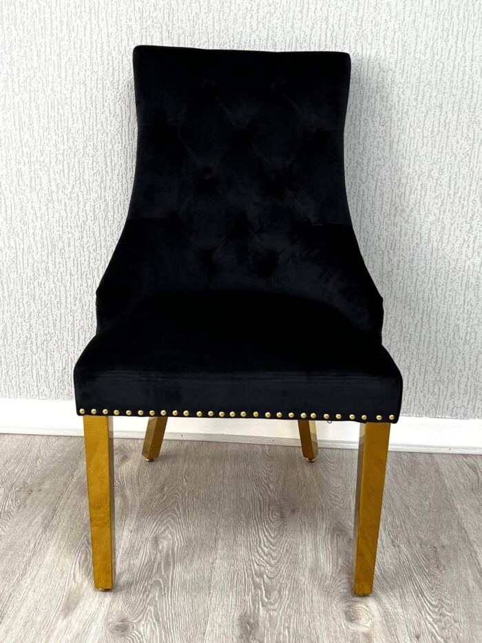 Majestic Black Gold Lion Knocker Chair Set of 2