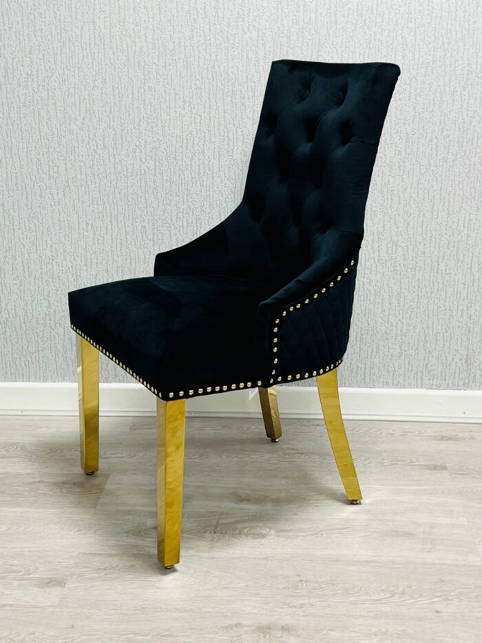 Majestic Black Gold Ring Knocker Chair Set of 2