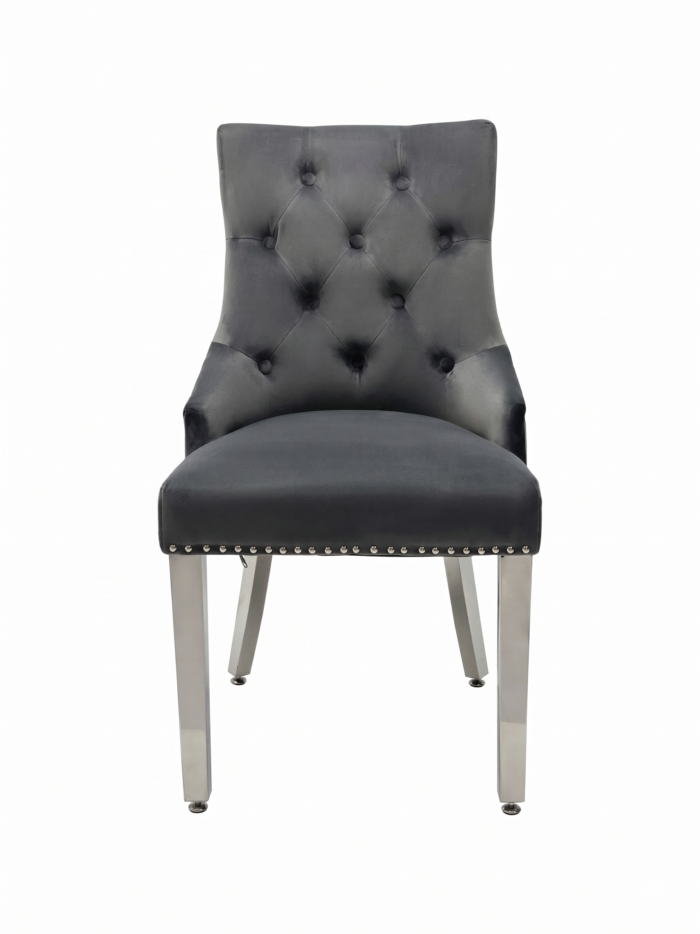 Majestic Dark Grey Velvet Dining Chair Set of 2