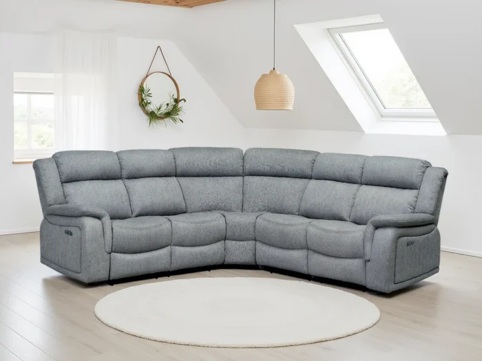Linden Electric Recliner Sofa Grey Large Corner