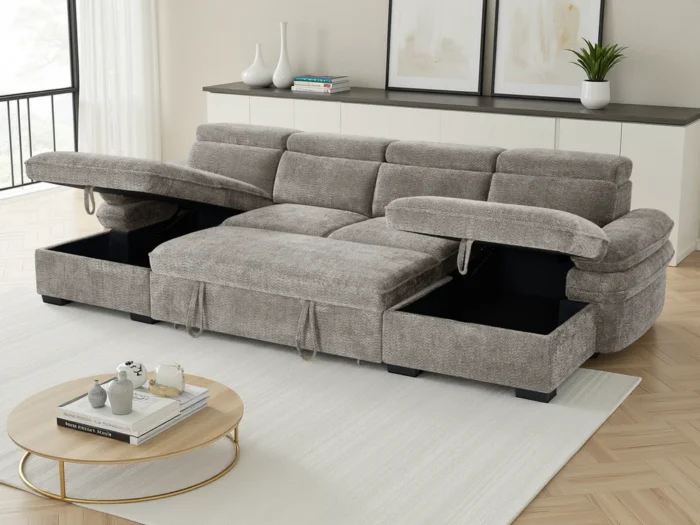Hudson Sofabed Grey U Shape Corner