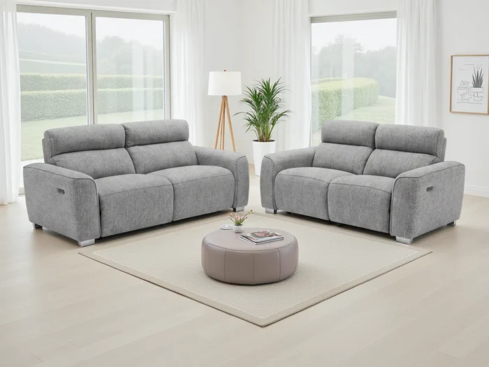 Toronto Electric Recliner Sofa Grey 3+2 Set