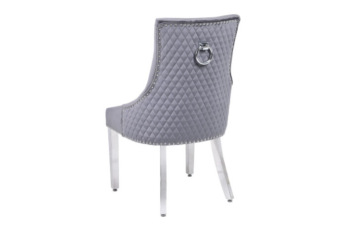 Majestic Round Knocker Grey Velvet Dining Chair Set of 2