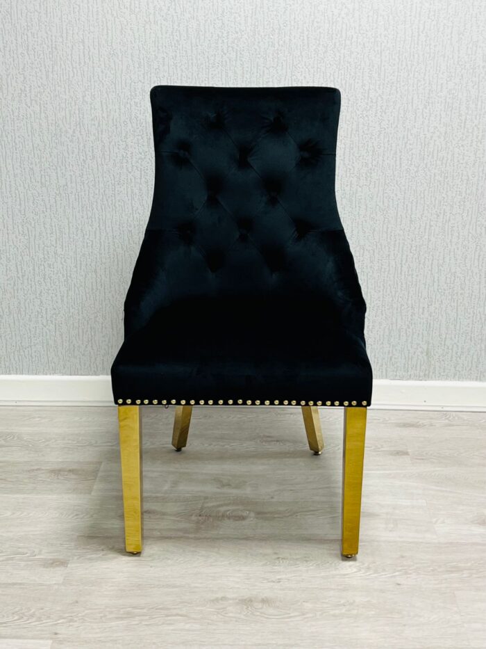 Majestic Black Gold Ring Knocker Chair Set of 2