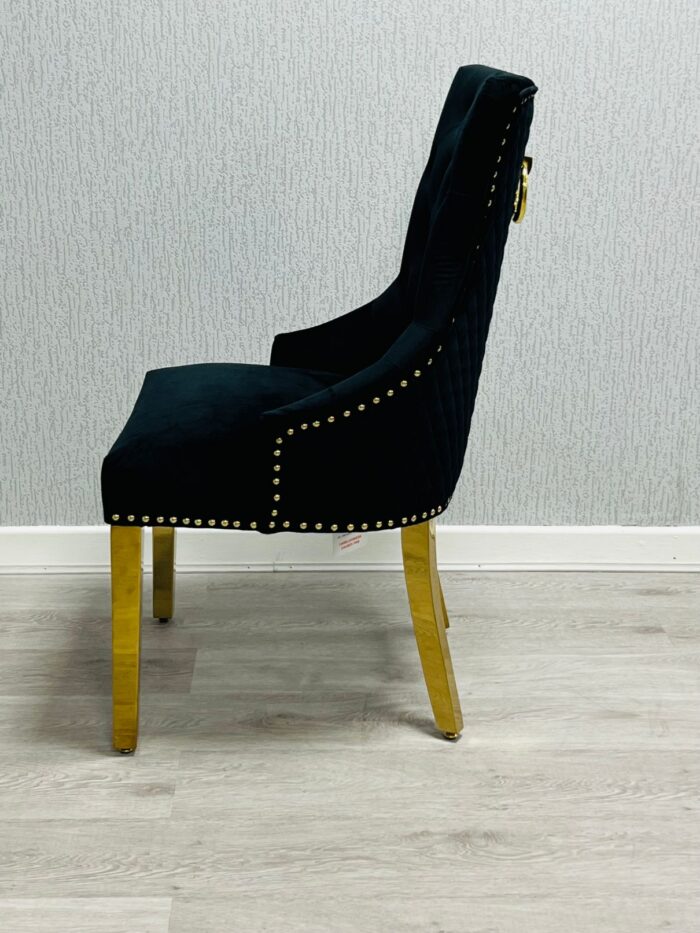 Majestic Black Gold Ring Knocker Chair Set of 2