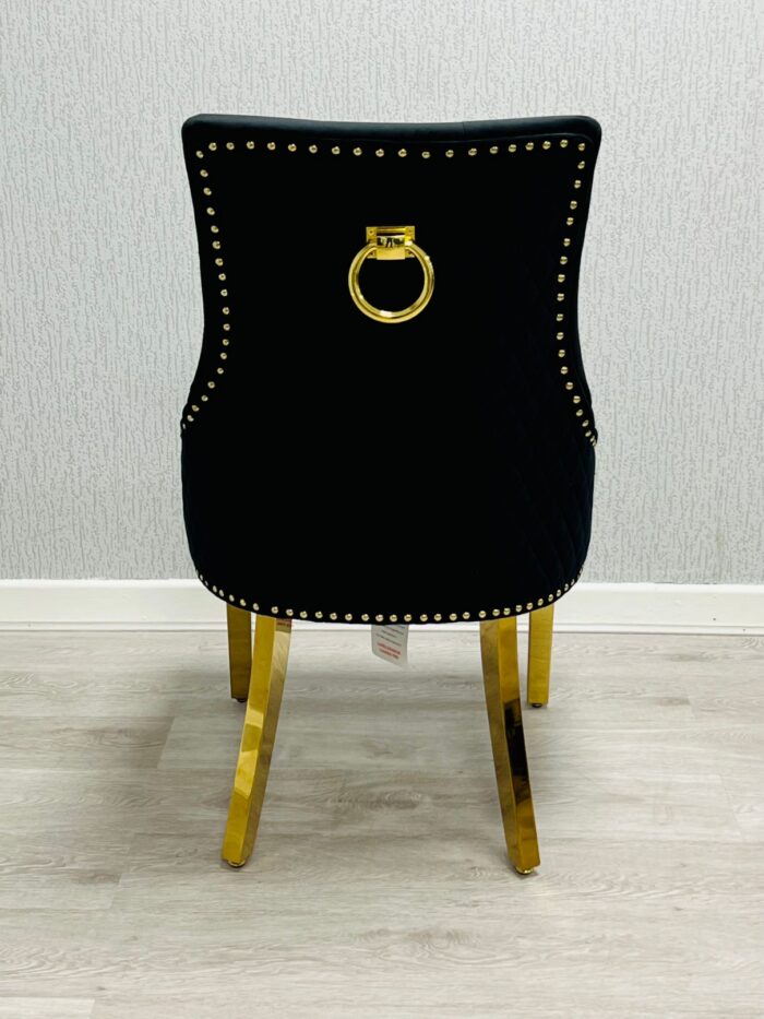 Majestic Black Gold Ring Knocker Chair Set of 2