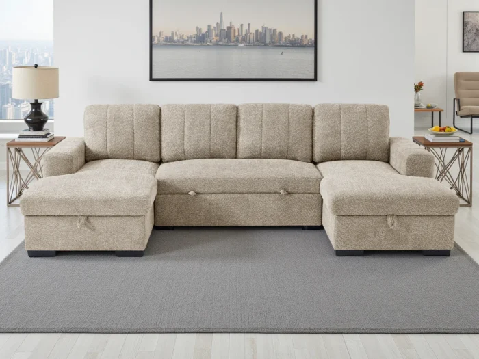 Como Sofabed Beige U Shape Corner
