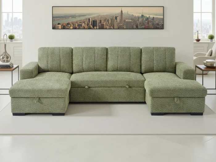 Como Sofabed Green U Shape Corner