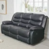 Conrad Manual Recliner Sofa Black 3 Seater