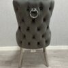 Victoria Dark Grey Ring Knocker Velvet Chair Set of 2