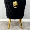 Valentino Black Gold Lion Velvet Chair Set of 2