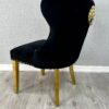 Valentino Black Gold Lion Velvet Chair Set of 2