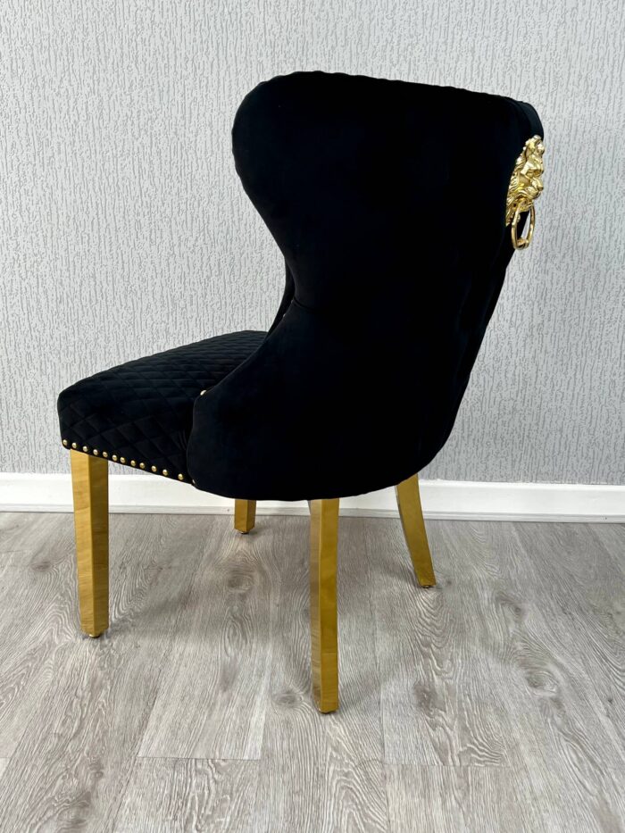 Valentino Black Gold Lion Velvet Chair Set of 2