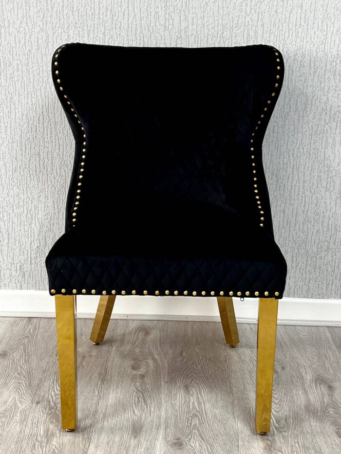 Valentino Black Gold Lion Velvet Chair Set of 2