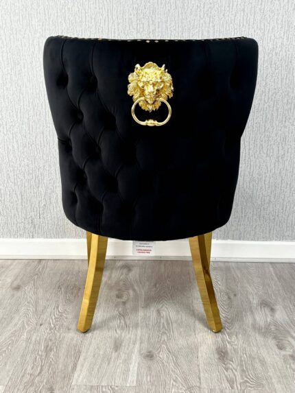 Valentino Black Gold Lion Velvet Chair Set of 2