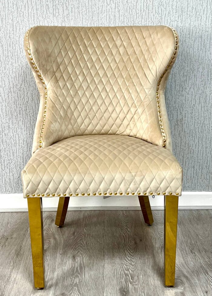 Valentino Mink Gold Lion Velvet Chair Set of 2