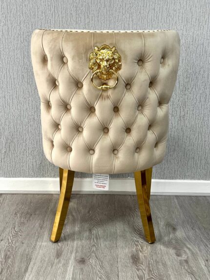 Valentino Mink Gold Lion Velvet Chair Set of 2