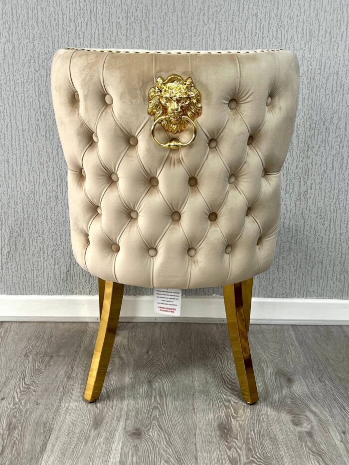 Valentino Mink Gold Lion Velvet Chair Set of 2