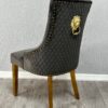 Majestic Grey Gold Lion Knocker Chair Set of 2
