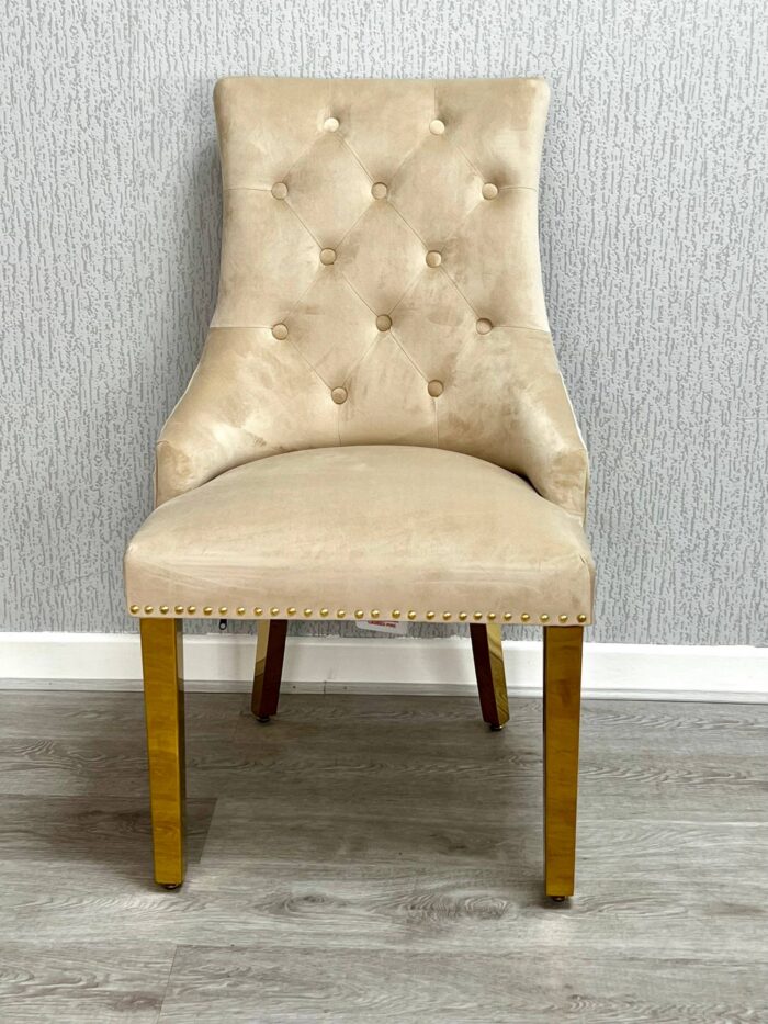 Majestic Mink Gold Lion Knocker Chair Set of 2