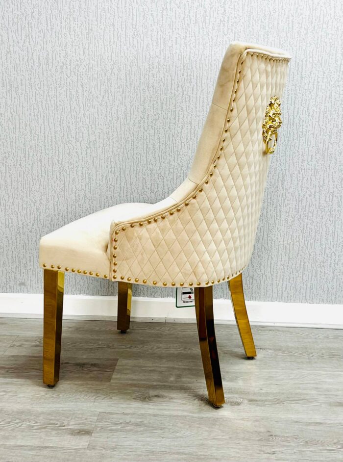 Majestic Mink Gold Lion Knocker Chair Set of 2