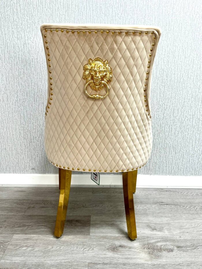 Majestic Mink Gold Lion Knocker Chair Set of 2