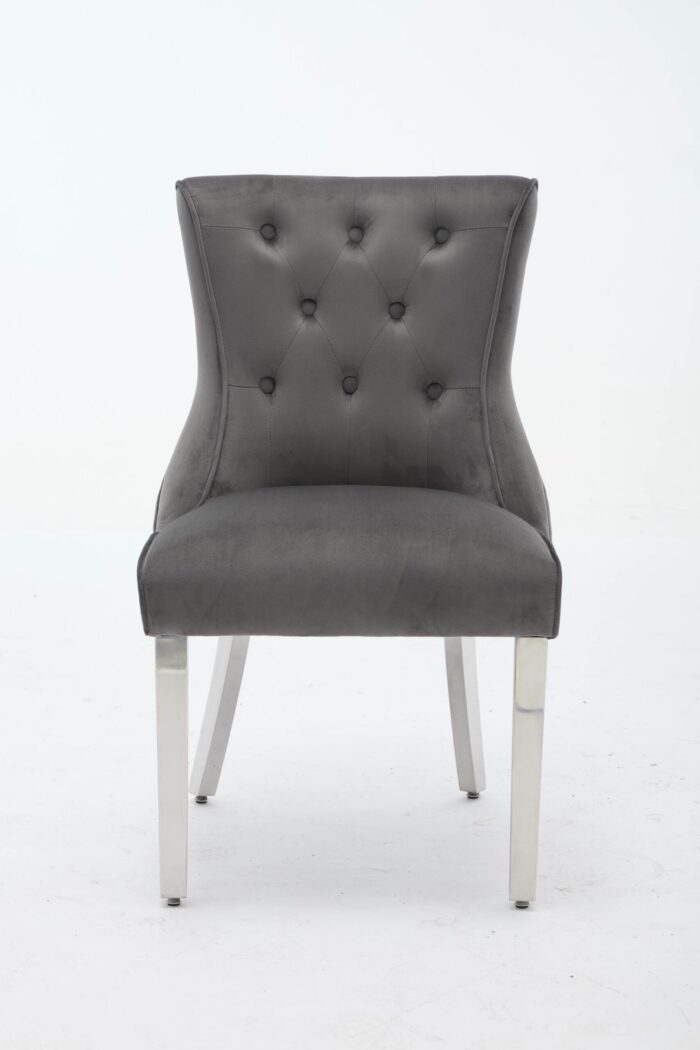 Portland Grey Velvet Dining Chair Set of 2